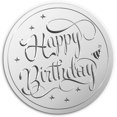 thumbnail image 1 of Pegatinas de papel dorado de 2" con texto "Feliz cumpleaños", 100 unidades, sellos para certificados, pegatinas redondas con relieve plateado para sobres, tarjetas de invitación, diplomas, premios,, 1 of 8