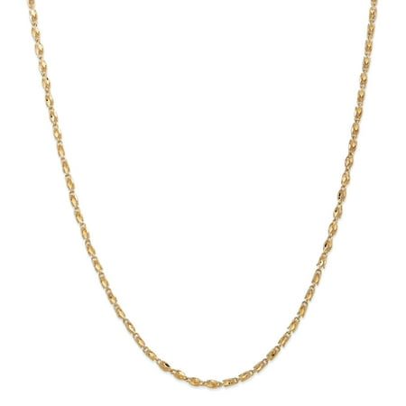 14k Yellow Gold 2.5mm Marquise Chain Necklace 18 Inch Pendant Charm Fine Jewelry For Women Gift Set