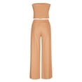 thumbnail image 4 of RYDCOT Womens Striped 2 Piece Sets Summer Strapless Crop Tube Tops Wide Leg Pants Matching Lounge Set Vacation Outfits Yellow, 4 of 9