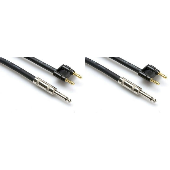pair (2) Hosa 15' Foot 1/4" TS To Banana 16 Gauge Speaker Cable Wire