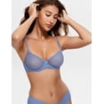 thumbnail image 5 of Wingslove Women's Sexy 1/2 Cup Lace Bra Balconette Mesh Underwired Demi Shelf Bra Unlined See Through Bralette,Blue 38DD, 5 of 5