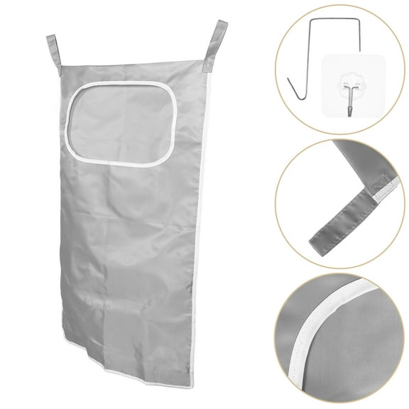 ULTNICE 1Pack Laundry Hamper Hanging Bag for Clothes Storage with Mesh Fabric and Net Cloth in Grey 11.8x19.3x0.04in
