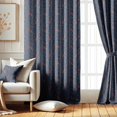 thumbnail image 2 of Vargottam Room Darkening Curtains - Heritage Paisley Pattern, Set of 2 Panels, 42" x 96" - Grommet-Top Blackout Window/Door Drapes for Bedroom, Nursery & Living Room - Blue, 2 of 9