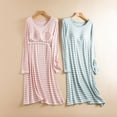 thumbnail image 6 of Censtreet Women's Nightgowns Soft Stripe Nightdress Long Sleeve Night Shirt Sleepwear with Chest Pad, 6 of 7