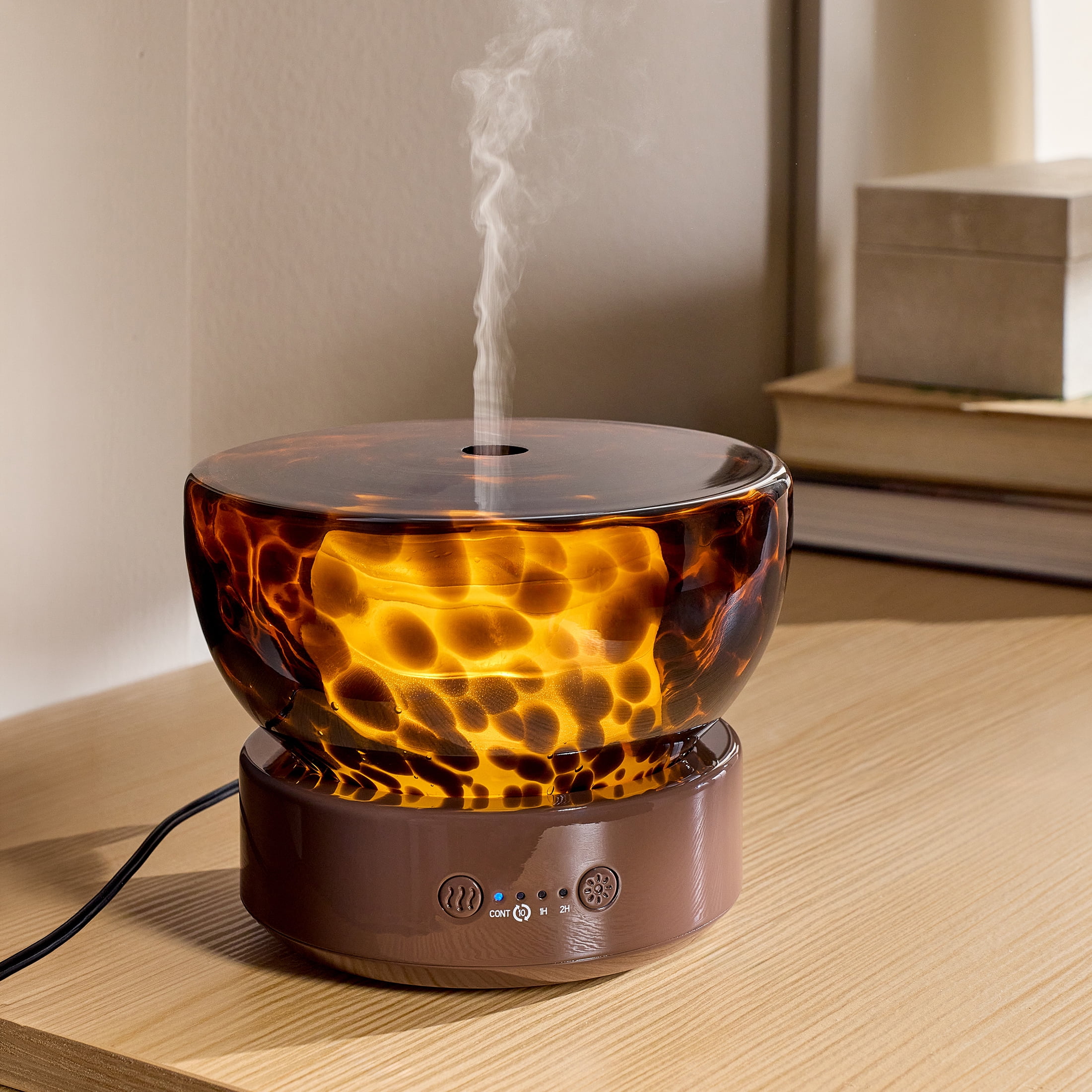 Better Homes & Gardens Artglass Bowl Ultrasonic Diffuser, Dark Tortoise, Cool Mist