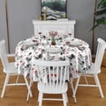 thumbnail image 2 of Red Flower Chicken Pattern Round Tablecloth 60"x60",Wrinkle Wipeable Table Cloth for Kitchen Dining Room Picnic Patio Party, 2 of 6