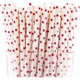 thumbnail image 1 of Lot de 900 Pailles à Boire en Papier Biodégradables à Pois Rouges 4 Épaisseurs (Compostables, Non Toxiques, Sans BPA), 1 of 3