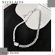 thumbnail image 2 of Gargantilla de perlas y diamantes de imitación, collar con colgante de cristal plateado, collar corto de cadena, joyería minimalista para el cuello para mujeres y niñas (A-Double Rhineston), 2 of 5