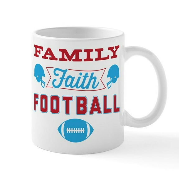 CafePress - Family Faith Football - 11 oz Ceramic Mug - Novelty Coffee Tea Cup