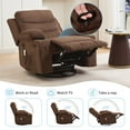 thumbnail image 4 of Recliner Chair,360 Swivel Rocker Chair for Adults,PU Leather Glider Rocker Recliners with Footrest,Oversized Manual Reclining Rocking Chair for Living Room, High Back, Upholstered Deep Seat, 4 of 8