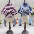 thumbnail image 3 of HEVIRGO Pet Spring High Neck Striped Pattern Four-legged Pants T-shirt Dog Cat Clothes,Brown 2XL, 3 of 10