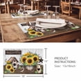 thumbnail image 3 of Placemats Set of 8, Yellow Sunflowers Woven Placemat, Linen Place Mats for Kitchen/Dining Tables, Western Star Farmhouse White Wooden Washable Table Mats for Party, 3 of 8
