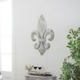 thumbnail image 3 of DecMode Vintage Metal Fleur De Lis Wall Décor with White Distressed Finish, 25"W x 30"H, 3 of 14
