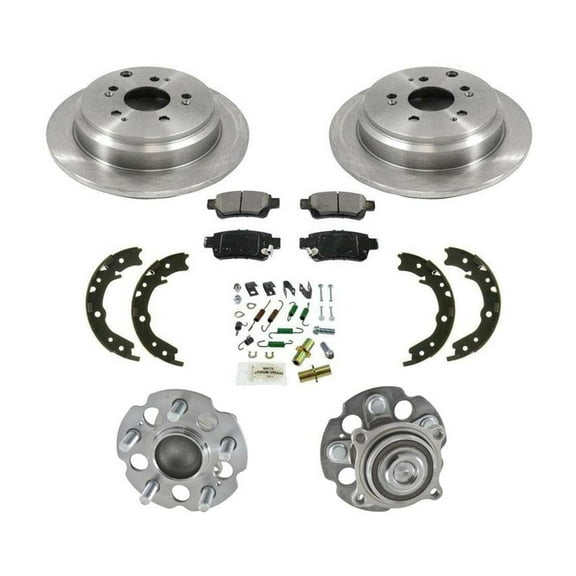 Rear Rotors Brake Pads Shoes Spring Kit Hub Bearings for Honda Odyssey 05-10