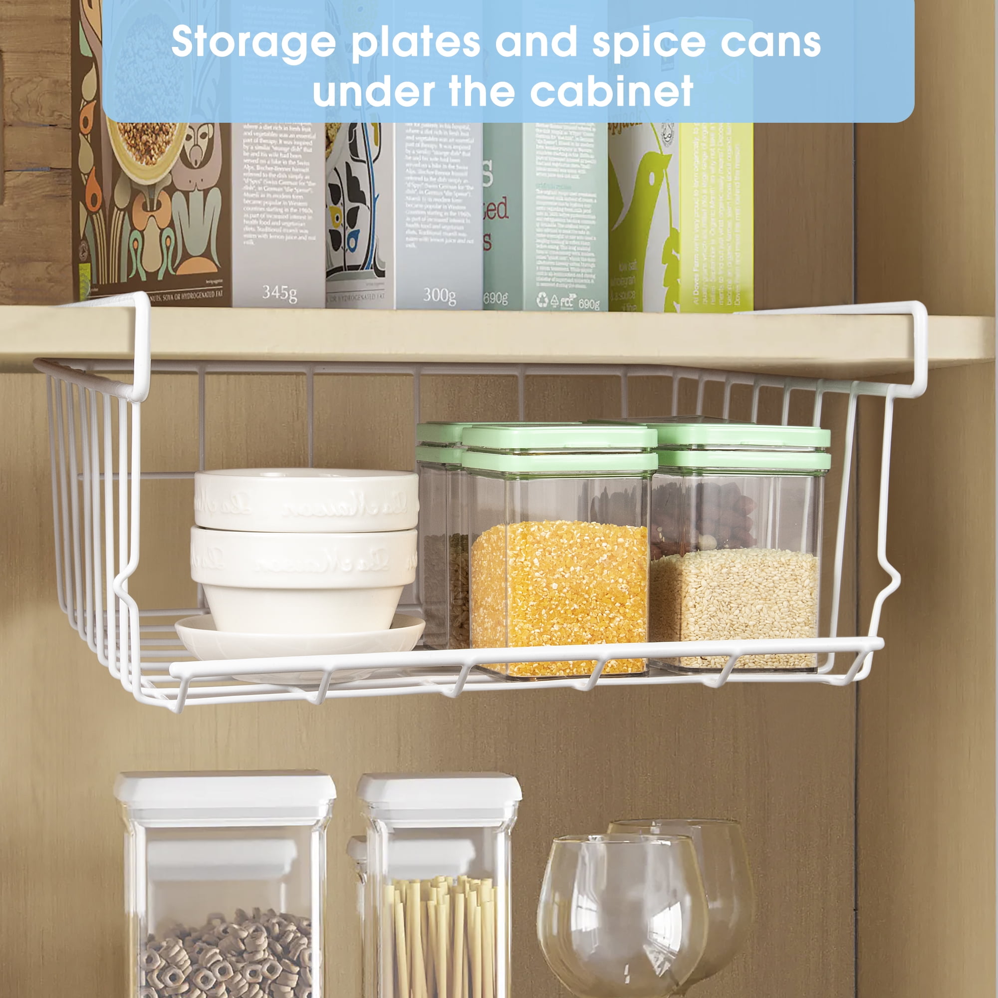 ROFAY Stackable Hanging Metal Wire Storage Baskets, 4-Pack Pantry Organizer