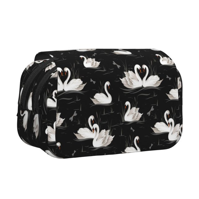 Easygdp Swan And Dragonflies para Estuche de Lápices con Tapa Flip, Suministros de Oficina y Universidad para Adolescentes y Adultos