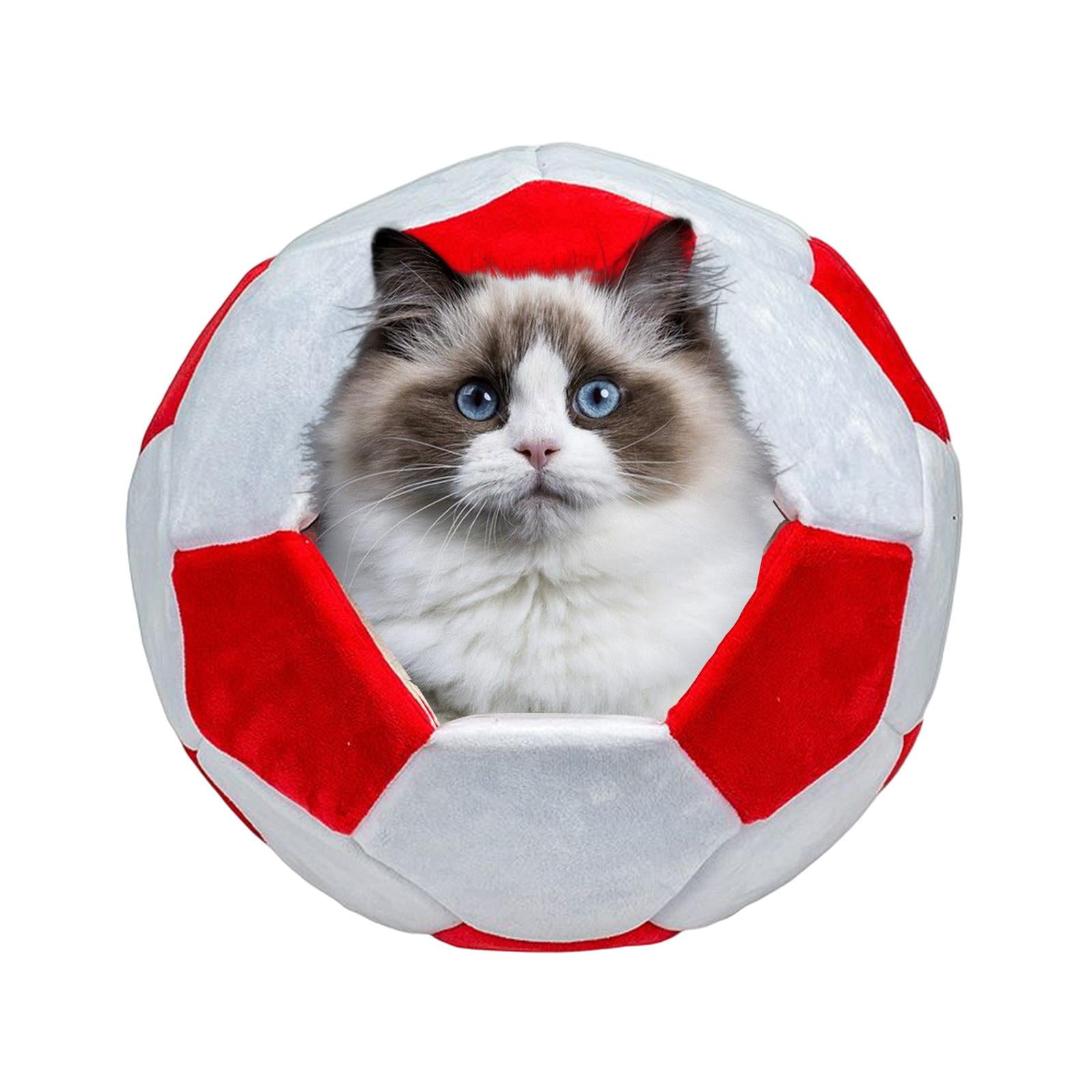 Portable Pet Bed Non Skid Washable Comfortable Football Shaped Warm Dog Bed Pet House Kitten Bed for Outdoor Cat Sleeping Indoor Accessories Red Large