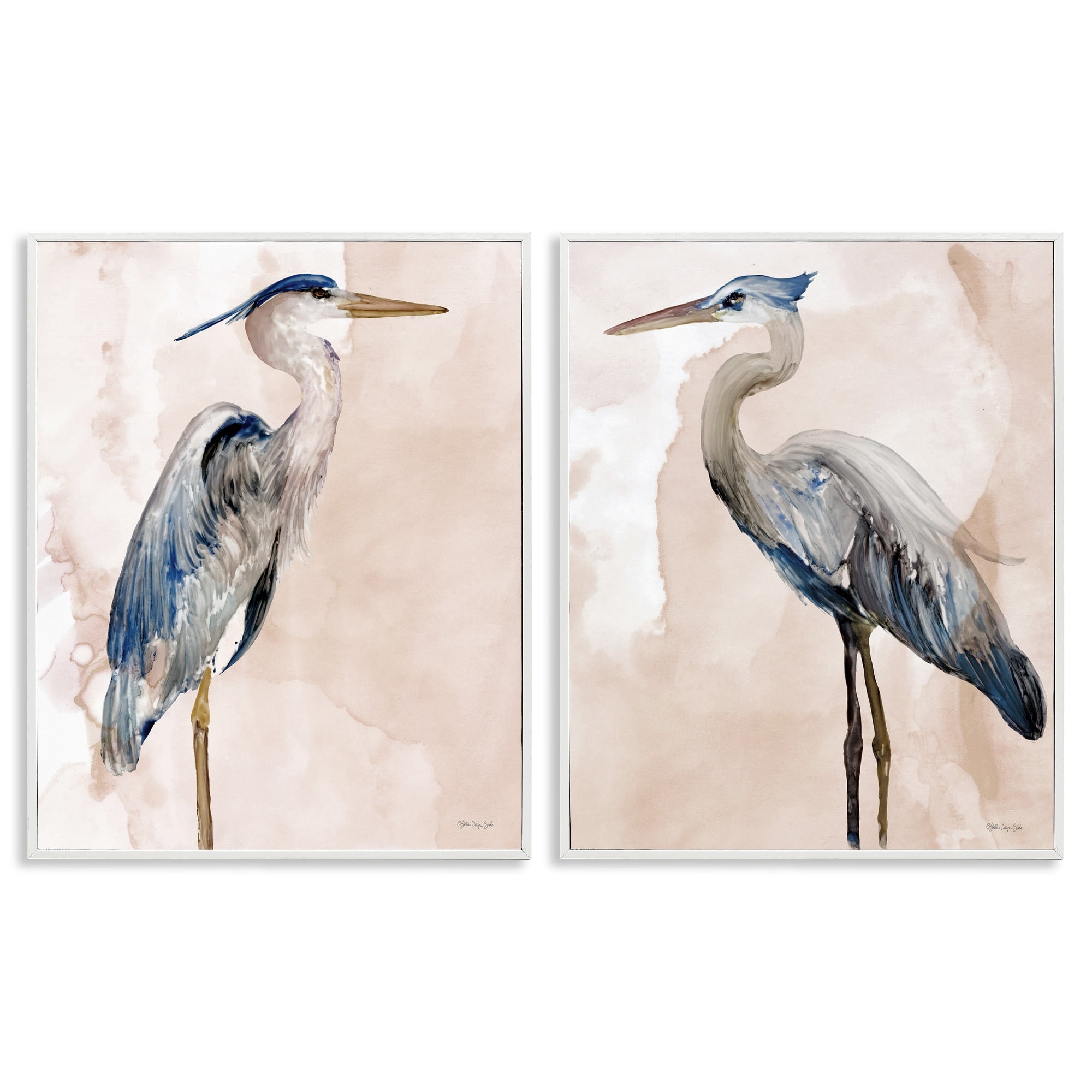 Stupell Industries Beautiful Heron Birds Standing Watercolor Painting , 11 x 14, Design by Stellar Design Studio