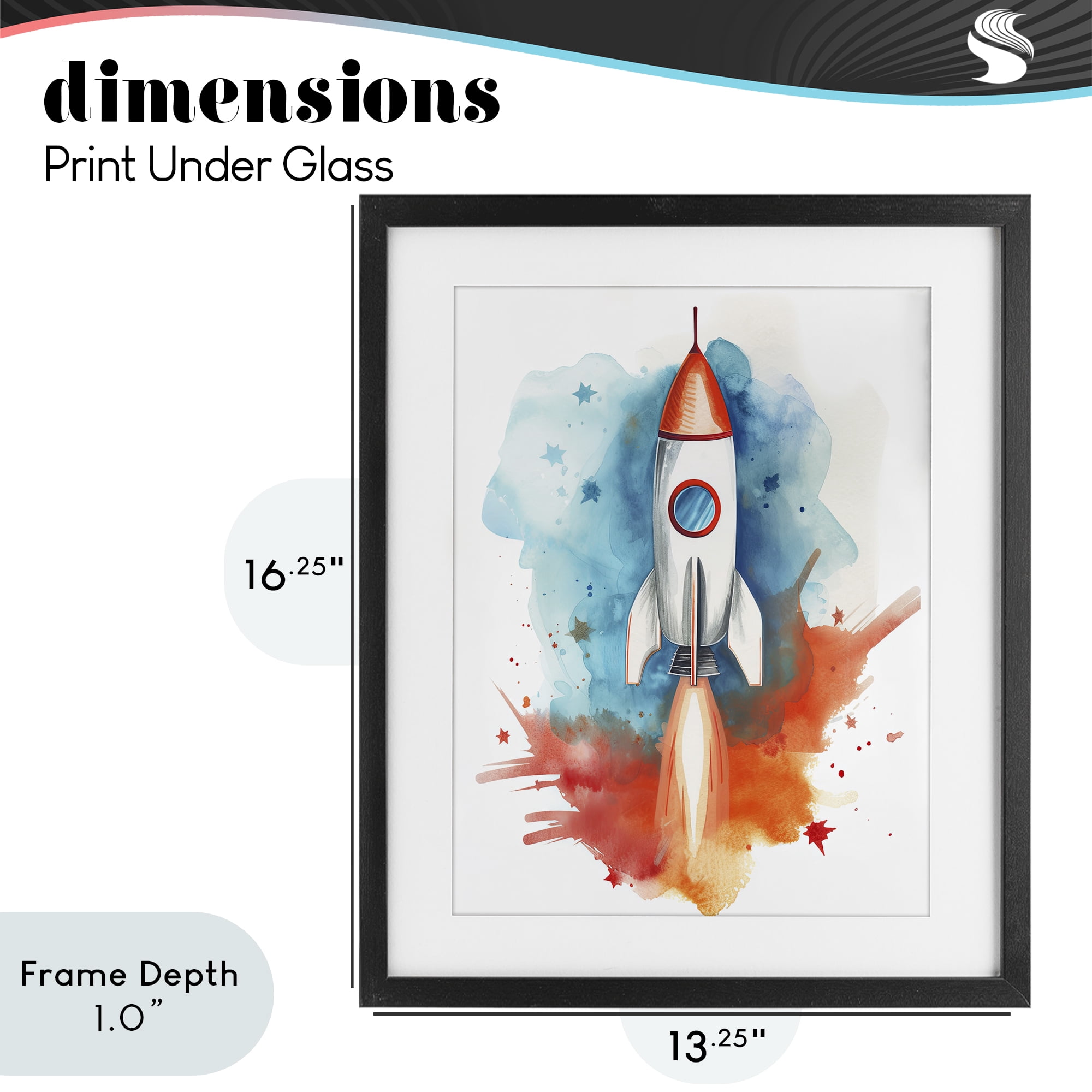 Stupell Industries Rocket Launch Adventure Black Framed Print Under Glass, design by Ray Powers