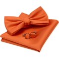 thumbnail image 1 of LAICAIW Mens Solid Color Double Fold Pre-tied Bow Tie and Pocket Square Cufflink Set with Gift Box, 1 of 7