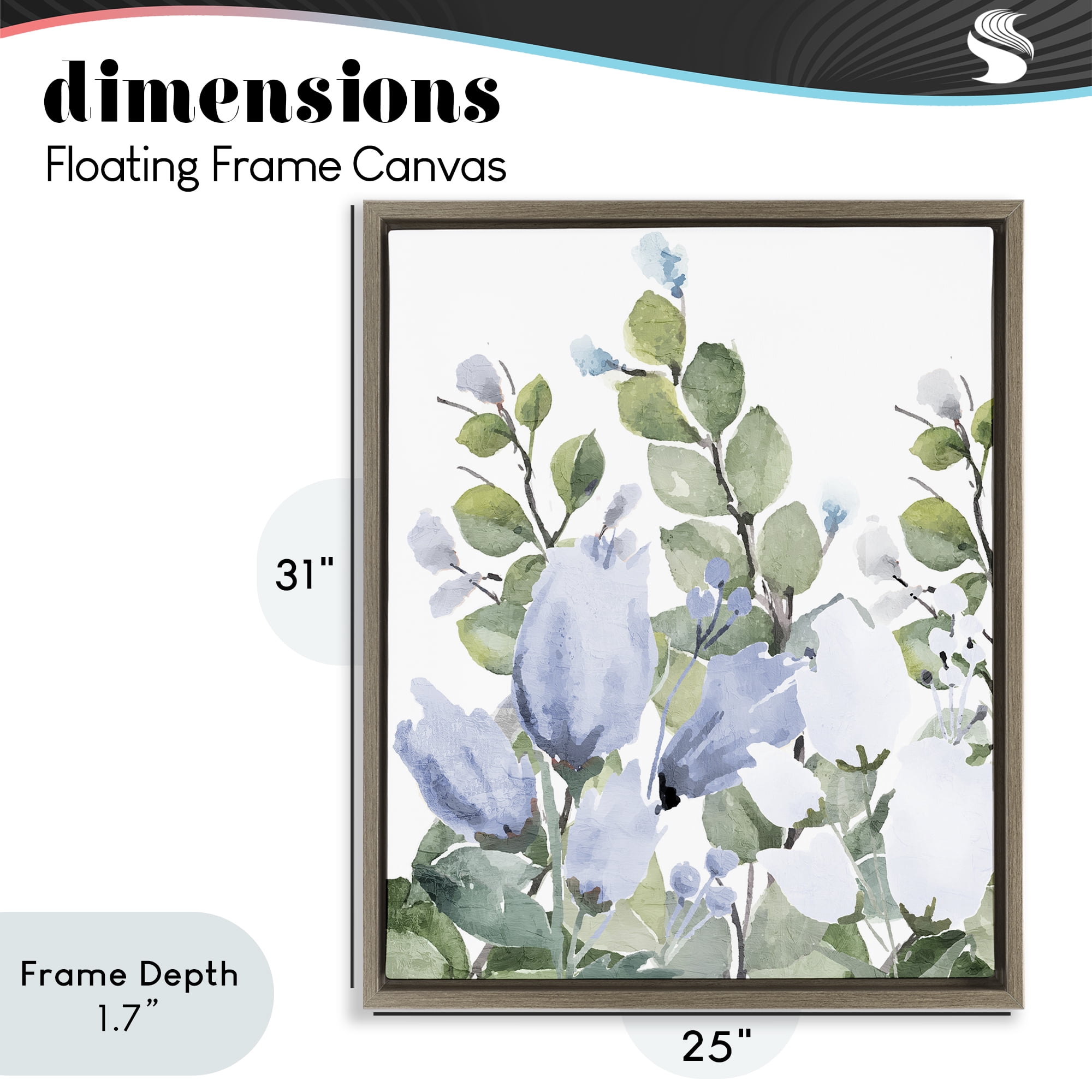 Stupell Industries Blue Spring Botanicals Brown Framed Floater Canvas Wall Art, design by Kim Allen