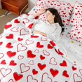 thumbnail image 4 of Castle Fairy Red Love Heart Print Bedding Comforter Set 7 Pieces for Boys Girls,Happy Valentine's Day Full Bedding Set Lightweight,Romantic Lover Couple Fitted Sheet Flat Sheet,Breathable Home Decor, 4 of 8