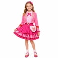 thumbnail image 2 of Satmonnus G'irls Halloween Princess Costume, Pink Princess Dress Full Set with Heart Print Jacket, Shirt, Layered Skirt & Fuzzy Bag, Halloween Cosplay Outfits for Birthday Party & Fancy Dress Up, 2 of 13
