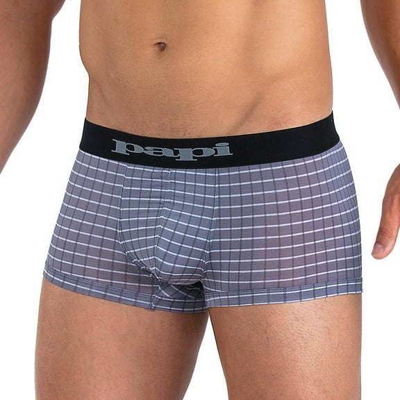 PAPI BRAZILIAN TRUNK MEN'S - 580 PATTERN GREY - SMALL - UNDERWEAR MICROFLEX BOXER STRETCH