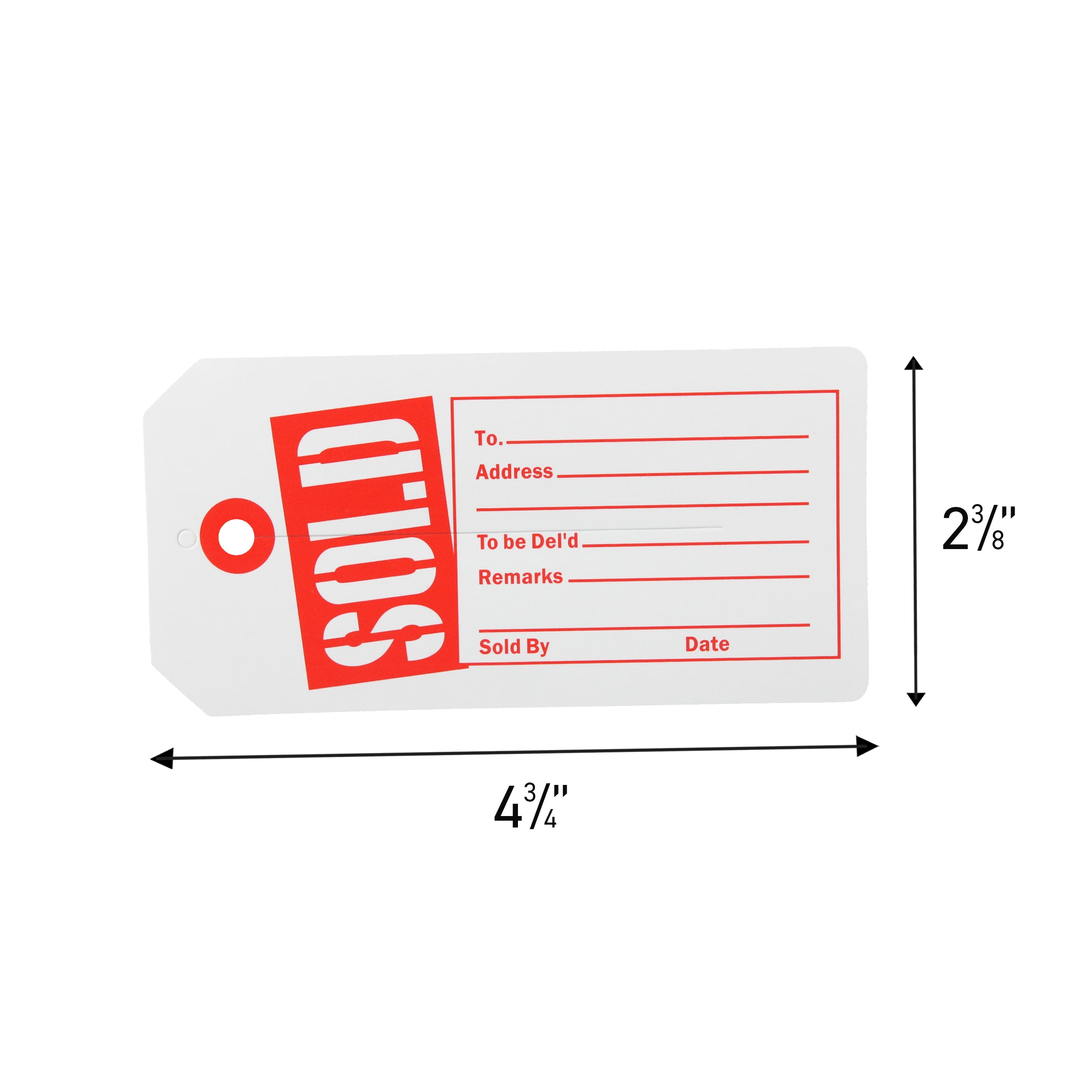 SSWBasics Red/White Sold Slit Tags (2-3/8"W x 4-3/4"H ) - Box of 1000
