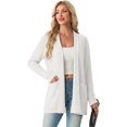 thumbnail image 3 of JWD Women's Open Front Cardigan with Pockets Long Sleeve Lightweight Casual Sweater White M, 3 of 6