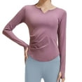 thumbnail image 5 of Hpapadks Women's Gym Sets 2 Piece Long Sleeve Solid V Neck Sports Running Breathable Slim Fit Yoga Tops Pants Set Yoga Outfits for Women Light Purple XL, 5 of 5
