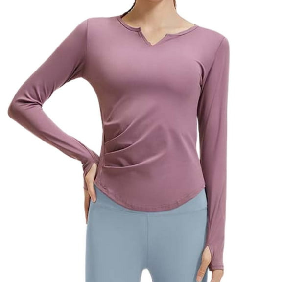 Yoga Sets for Women Long Sleeve V Neck Yoga Tops Shirt Breathable Slim Fit Two Piece Set Light Women's Activewear XL