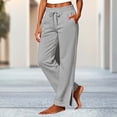thumbnail image 3 of Mineart Women Casual Solid Sweatpants with Drawstring Elastic Waist Multiple Pockets and Side Slit at Cuffs Pants for Daily Stroll, 3 of 7
