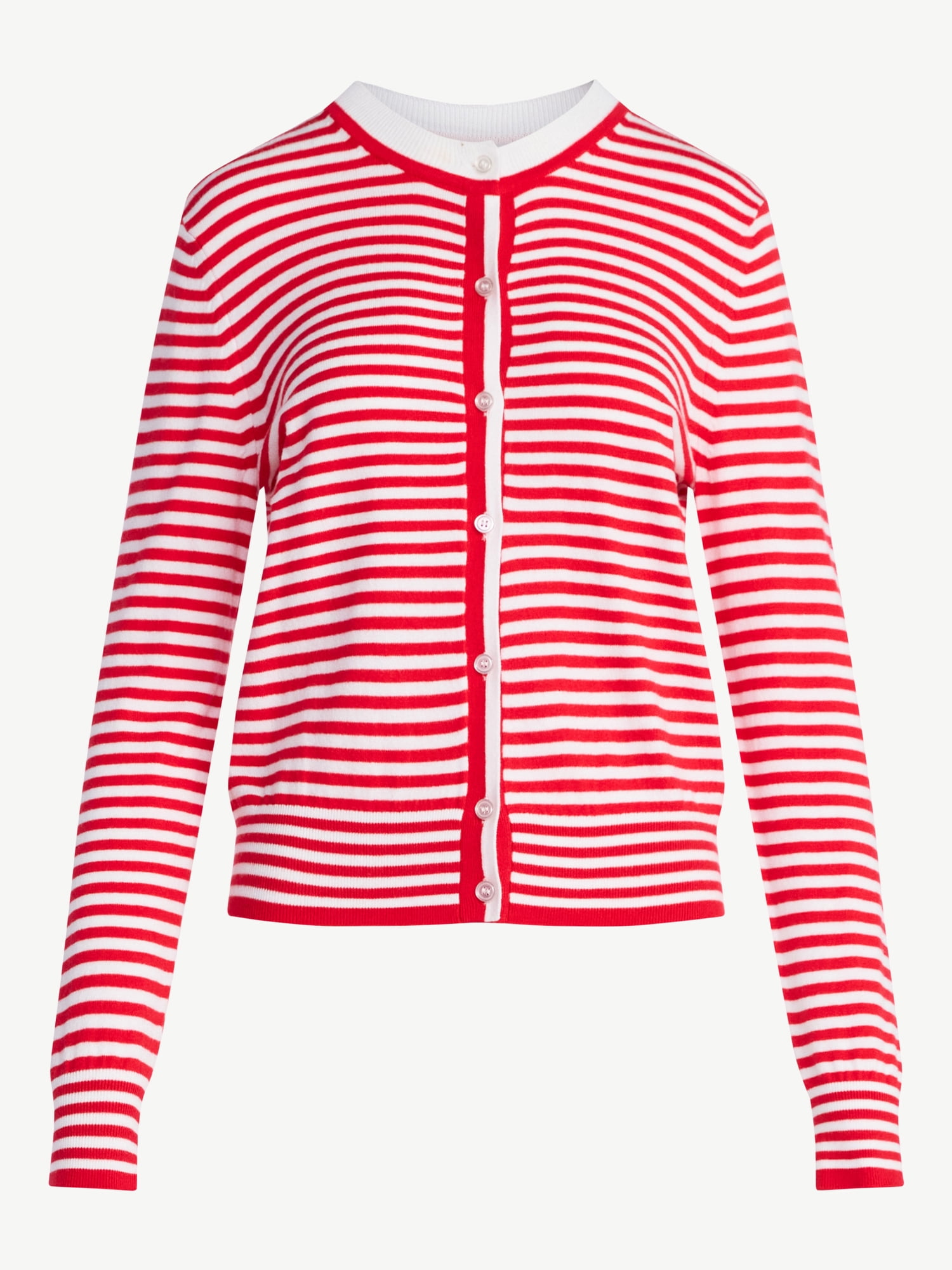 Free Assembly Women's and Women's Plus Solid, Stripe, & Print Classic Cozy Yarn Cardigan Sweater, Lightweight, Sizes XS-4X