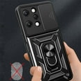 thumbnail image 3 of for Xiaomi Redmi 12 4G Case with Slide Camera Cover for Men, Military Grade Drop Phone Cover Case with Rotate Ring Kickstand for Xiaomi Redmi 12 4G SJ Red, 3 of 9