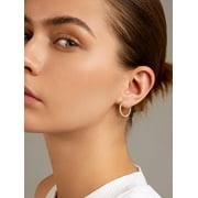 Silvora 20mm Small Gold Plated Hoop Earrings for Women Tiny Sterling Silver Charm Endless Circle Ear Hoops Jewelry Gift