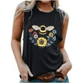 thumbnail image 2 of Fjofpr Women'S Tank Top 2024 Women's New Loose Casual Fashion Crew-neck All-matching Printed Top Black S, 2 of 4