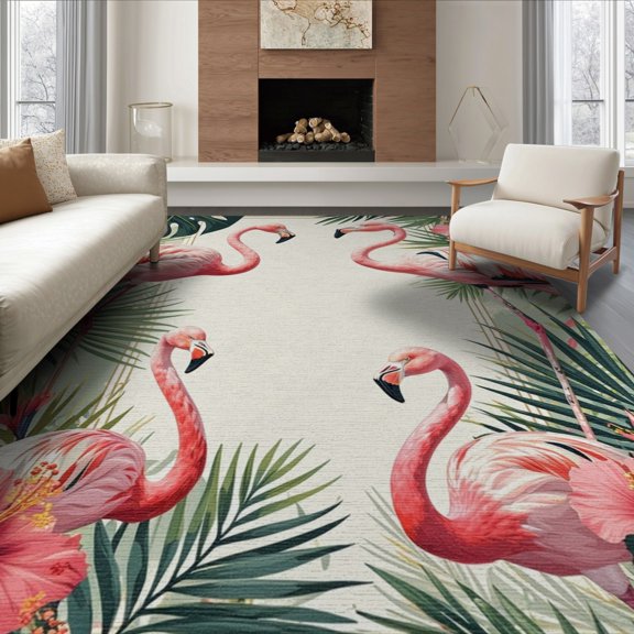 ODIKA 8'x10' Washable Area Rug Non-Shedding, Easy Care, Door Welcome Pcs Boho Plaid Layering Border Motif Hawaiian Frame for King Size Bedroom Under Bed, Master Suite