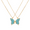 Blue, variant on 2pcs Oil Drip Butterfly Necklace Ins Creative Clavicle Chain Pendant Necklace For Women Valentine's Day Birthday Gift