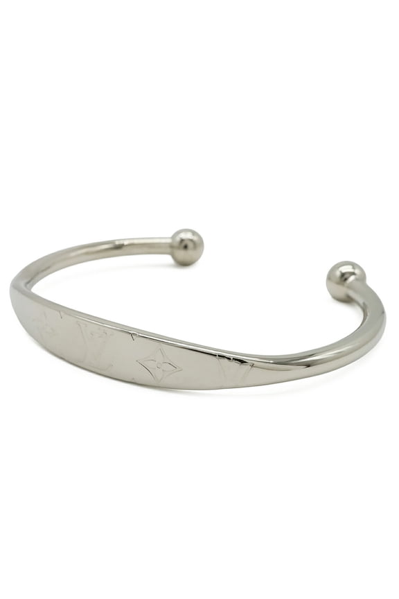 Pre-Owned LOUIS VUITTON Louis Vuitton Jonc Monogram Bracelet Bangle Metal Silver M size M64839