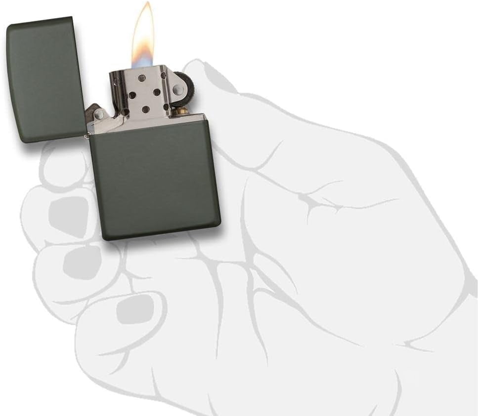 Zippo Lighter - Personalized Customize Message Engrave Green Matte Colors Windproof Lighter #221