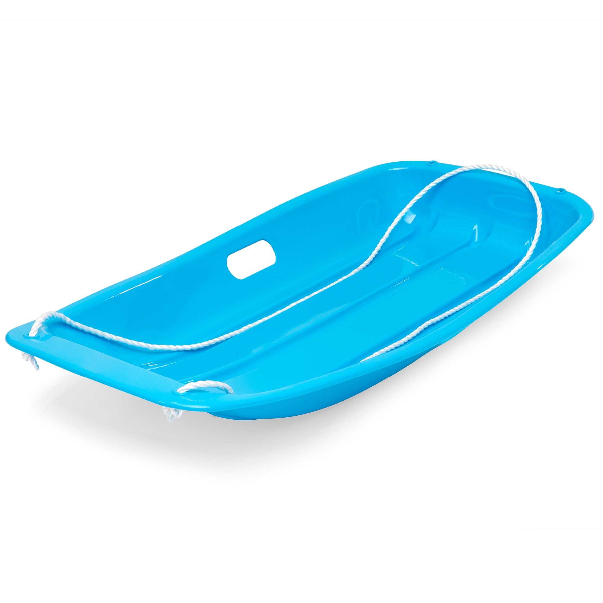 Best Choice Products 35in Kids Outdoor Plastic Sport Toboggan Winter Snow Sled Board w/ Pull Rope, 2 Handles - Ice Blue