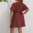 thumbnail image 3 of Casual Dresses For Women, Plus Size Striped V Neck Short Sleeve Tunic Bohemian Dress Night Out Women Slip Dress Formal Cocktail Dresses Wedding Guest Spring Maxi Dresses (3XL, Wine) ZMTing, 3 of 5