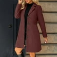 thumbnail image 2 of Breezora Women Wool Blend Trench Coat Stand Collar Single Breasted A Line Mid Length Outerwear for Fall and Winter M Size Wine, 2 of 9