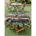 thumbnail image 4 of Outdoor Tablecloths with Umbrella Hole & Zipper, Retro Farm Animals Round Tablecloth 54 Inch, Country Cow Pig Chicken Turquoise Wood Waterproof Table Cloth, Patio/Pool/Picnic Table Covers, 4 of 8