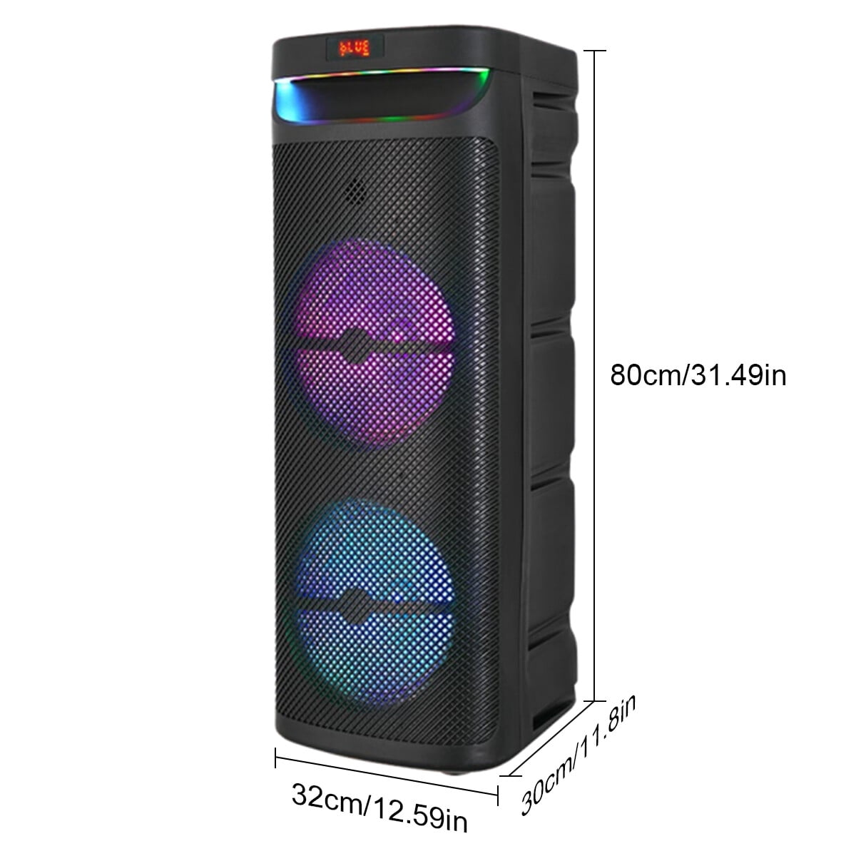 Lohoms Dual 10" Portable Wireless Bluetooth Party Speaker Heavy Bass Sound System Subwoofer w/ Mic