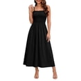 thumbnail image 3 of JMYHOAM Dresses pour Femmes Robe Débardeur Robe Décontractée et Tendance pour Dames Couleur Unie Sans Manches Dos Nu à Encolure Nouée, Noir, P-TTG, 3 of 5