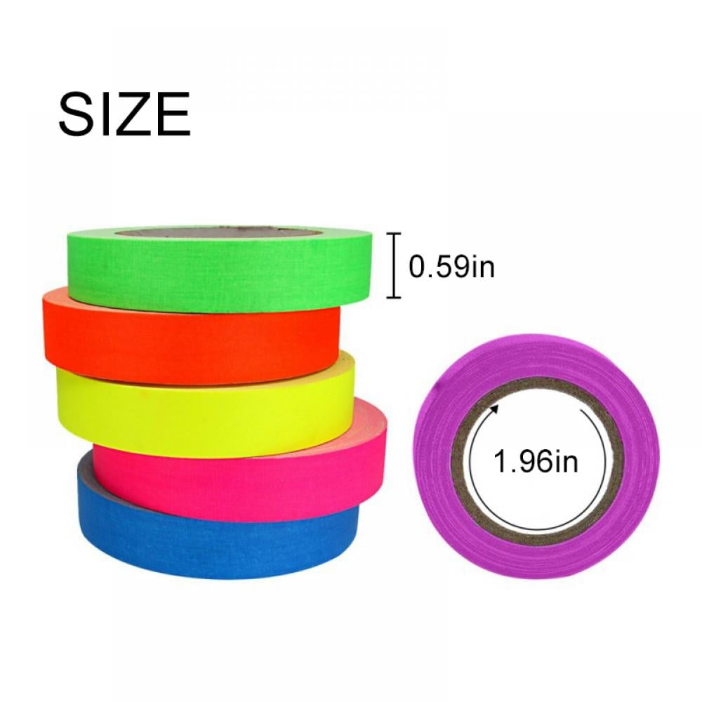 Koogel Pack of 12 Neon Adhesive Tape, 6 Colours, Fluorescent Tape
