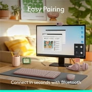 Logitech MK250 Bluetooth Wireless Mouse and Keyboard Combo: Fast & Easy Connectivity, Compact Wireless Keyboard, Ambidextrous Mouse (Rose)