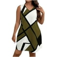 thumbnail image 2 of qolati Plus Size Dresses for Women 2025 Summer Casual Loose V Neck Mini Sundress Fashion Geometric Printed Beach Cover Ups Tank Dress, 2 of 9